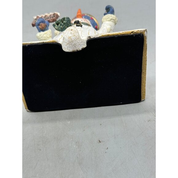 Vintage Snowman Stocking Hanger "Let It Snow" With Top Hat & Scarf Crackle READ - Picture 7 of 7